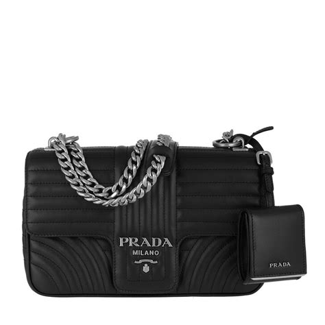 Prada Diagramme Leather Shoulder Bag, Black 